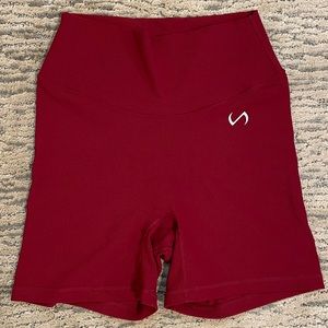 TLF apparel red ribbed workout shorts
